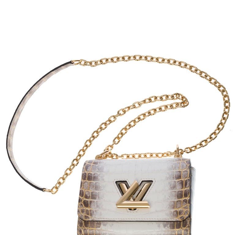 NEW Louis Vuitton Mini Twist shoulder bag in White Crocodile