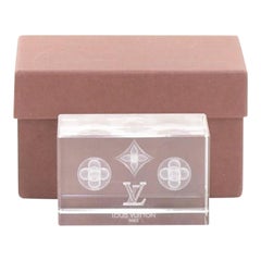 NEW! Louis Vuitton Monogram Crystal Cube Desk Table Paper Weight in Box