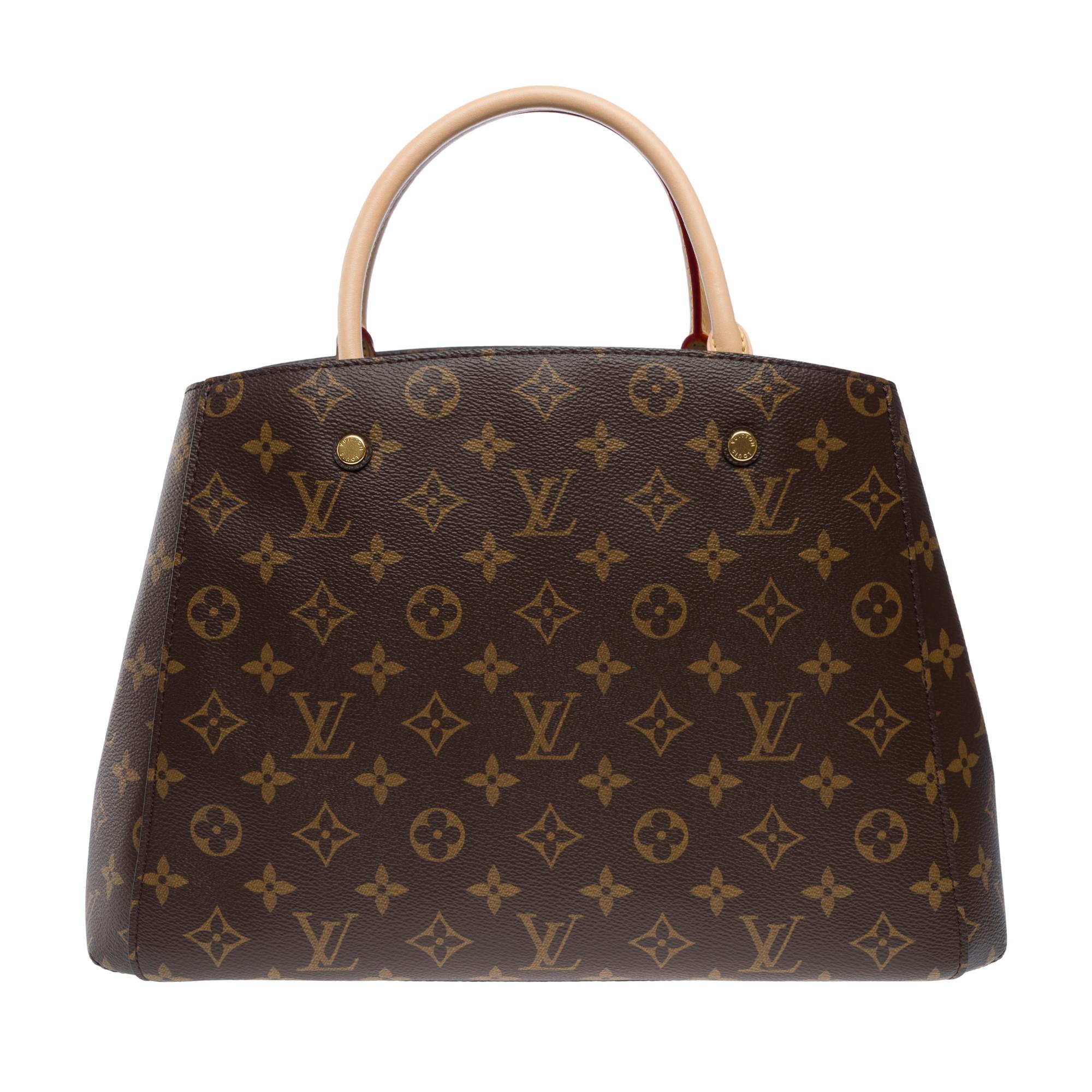 New Louis Vuitton Montaigne MM handbag strap in brown monogram canvas, GHW In New Condition For Sale In Paris, IDF