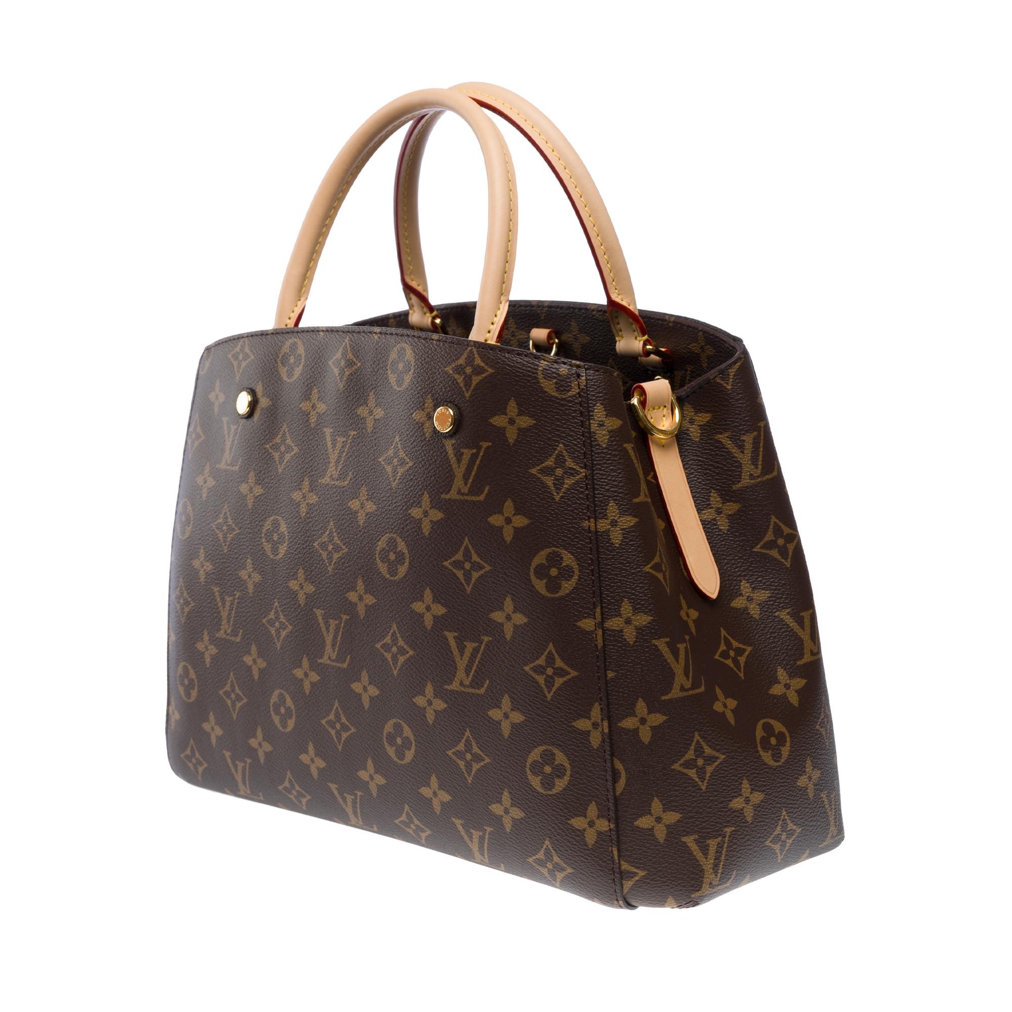 Women's New Louis Vuitton Montaigne MM handbag strap in brown monogram canvas, GHW For Sale