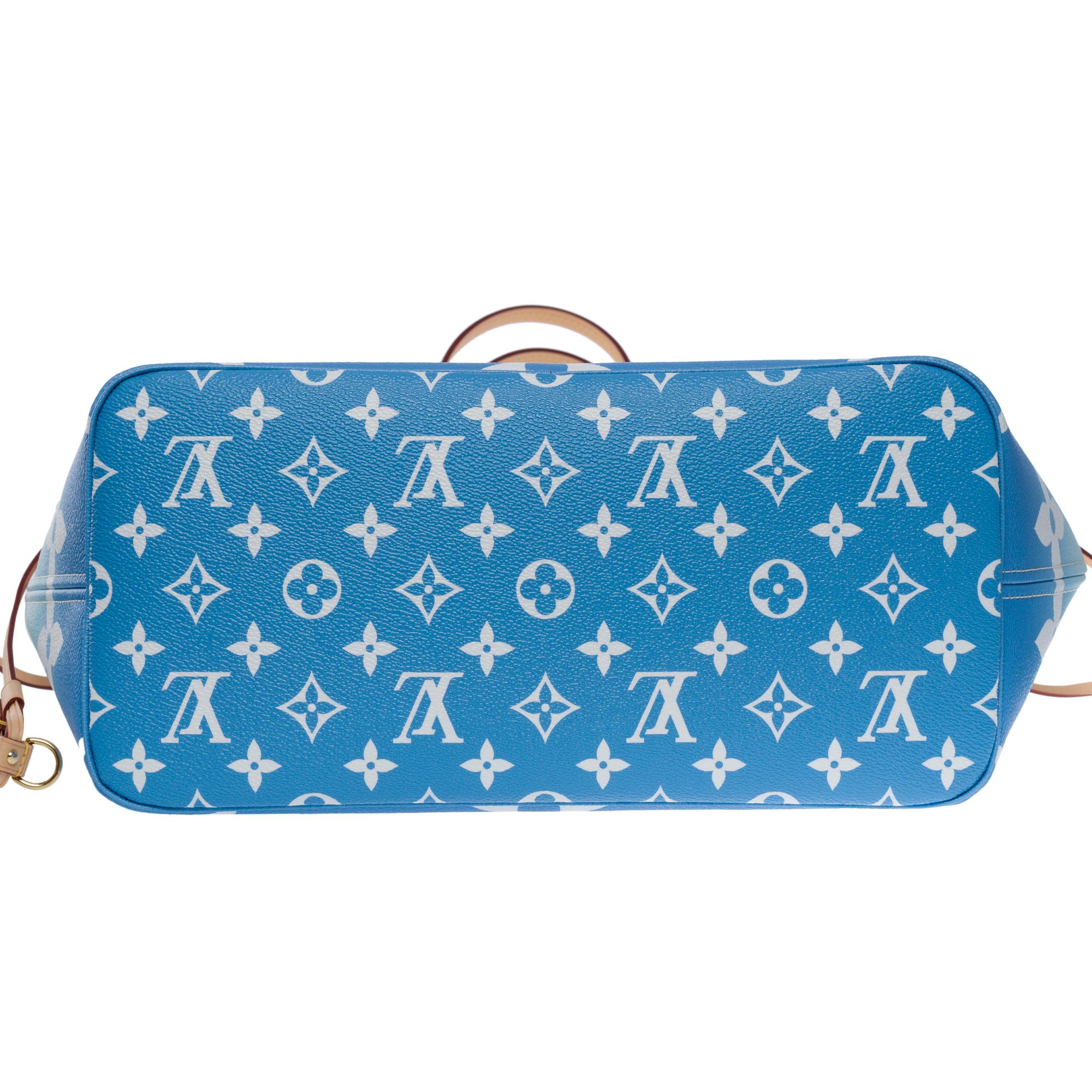 New Louis Vuitton Neverfull MM By the Pool Tote bag in Blue&White Canvas, GHW 8