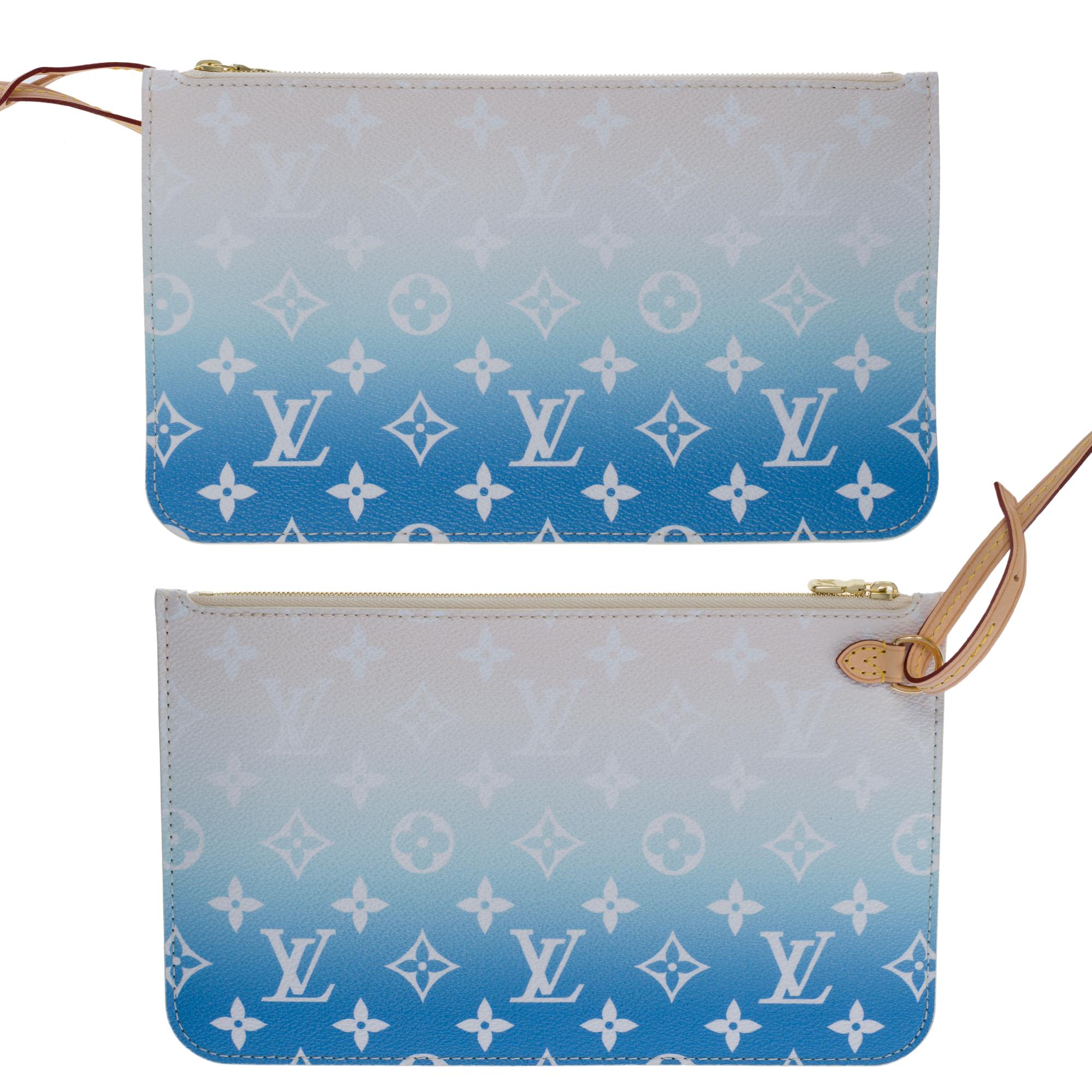 New Louis Vuitton Neverfull MM By the Pool Tote bag in Blue&White Canvas, GHW 10