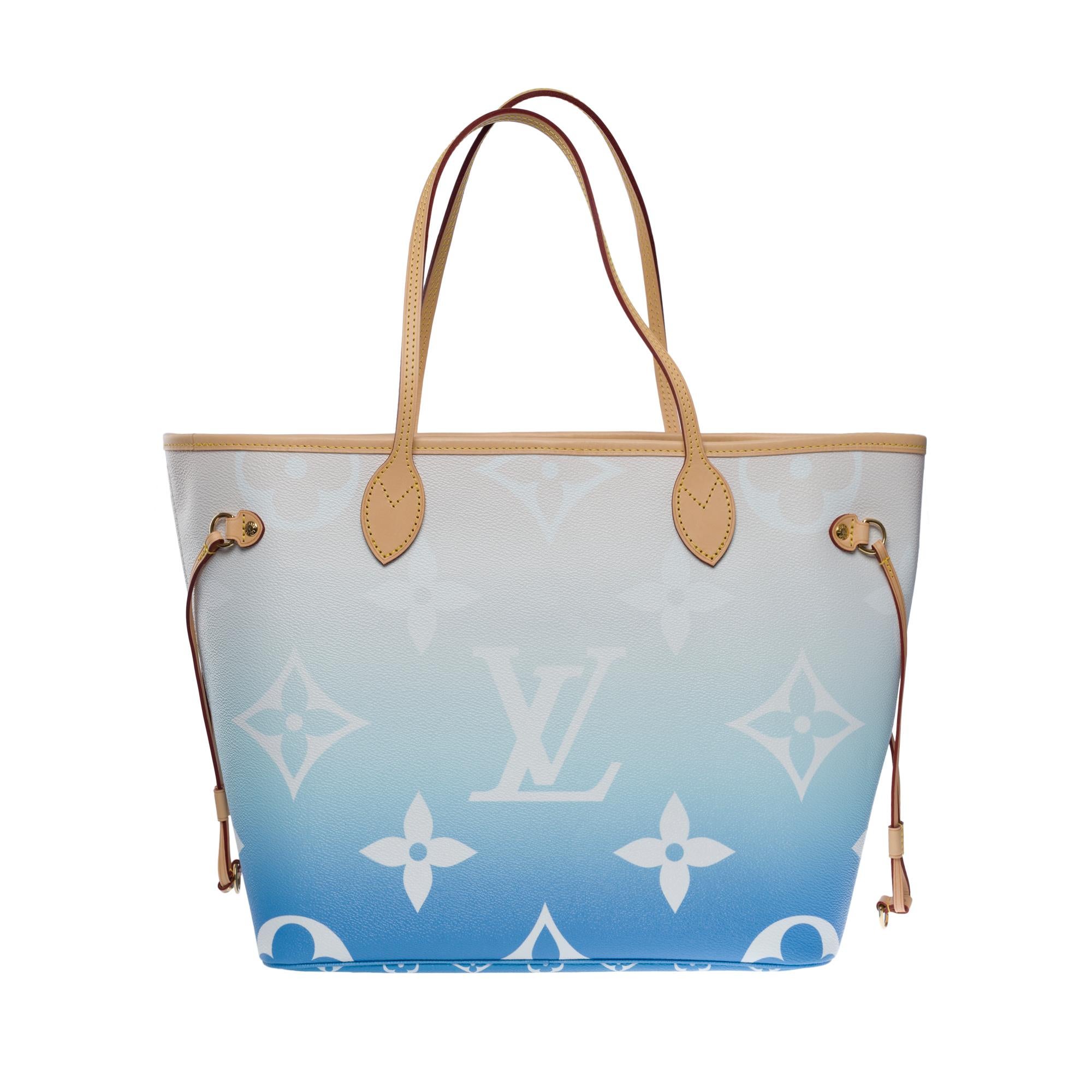 New Louis Vuitton Neverfull MM By the Pool Tote bag in Blue&White Canvas, GHW In New Condition In Paris, IDF