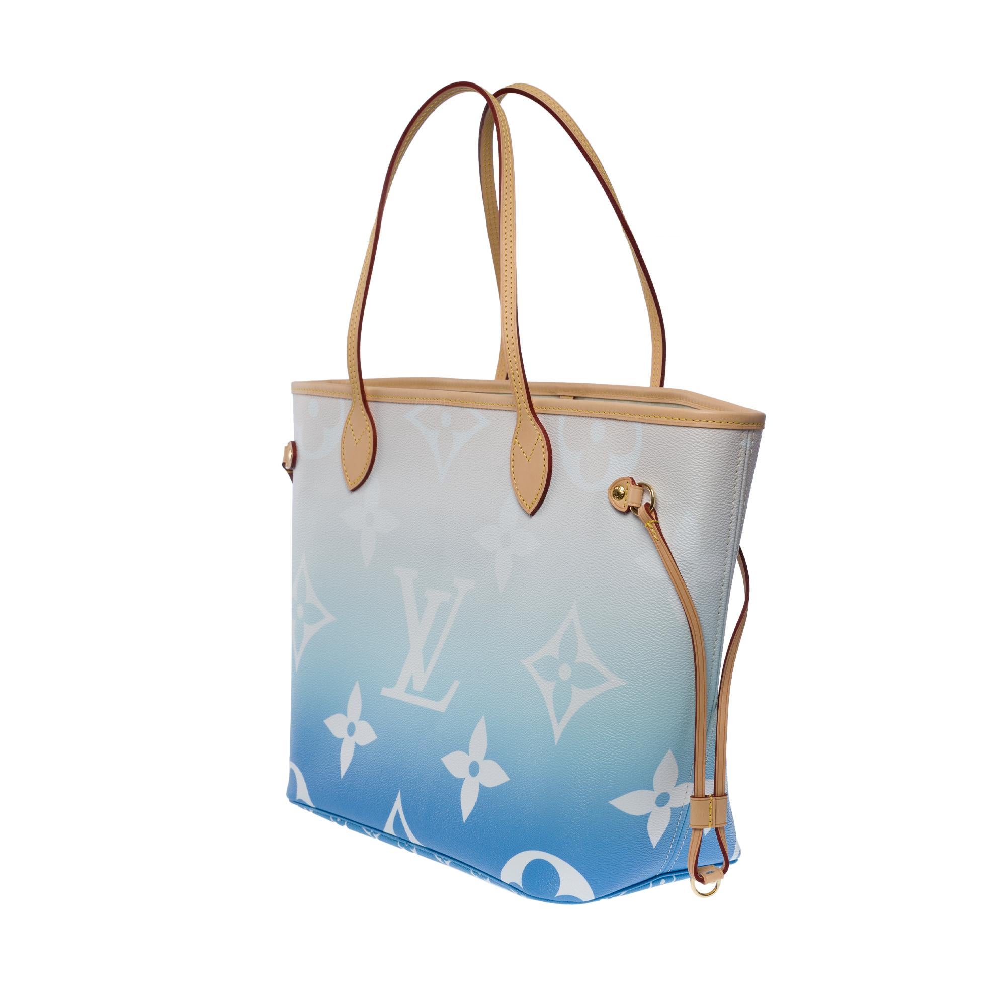 New Louis Vuitton Neverfull MM By the Pool Tote bag in Blue&White Canvas, GHW 1