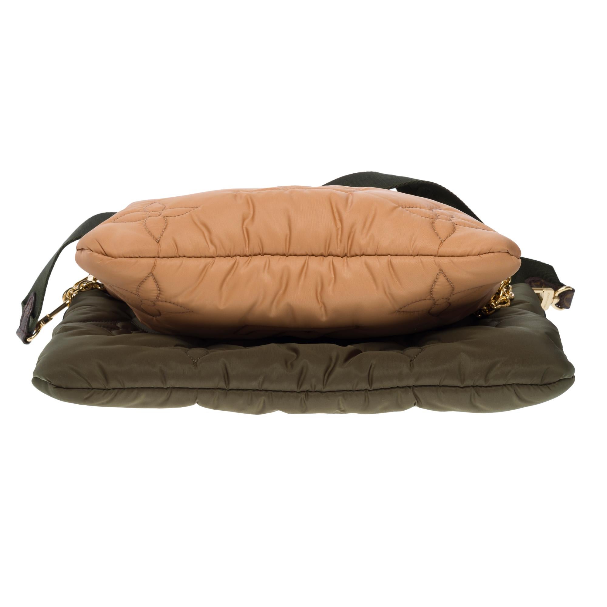 New Louis Vuitton Pillow Maxi Pochette shoulder bag in khaki/Beige nylon, GHW For Sale 7