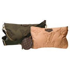 New Louis Vuitton Pillow Maxi Pochette shoulder bag in khaki/Beige nylon, GHW