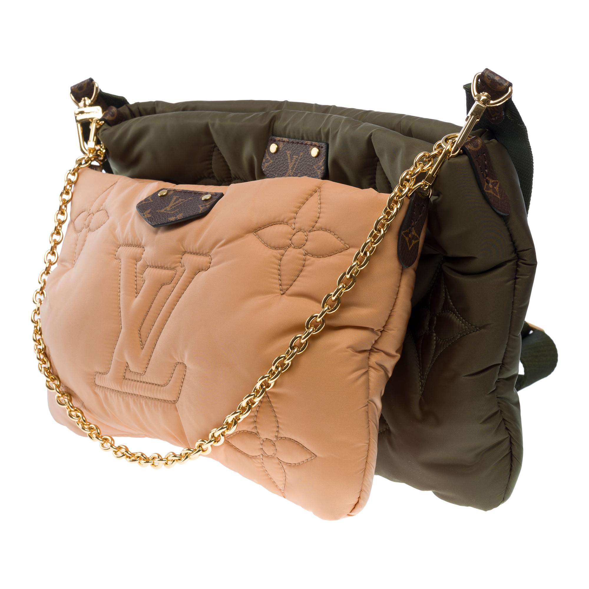 New Louis Vuitton Pillow Maxi Pochette shoulder bag in khaki/Beige nylon, GHW For Sale 1