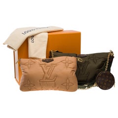 New Louis Vuitton Pillow Maxi Pochette shoulder bag in khaki/Beige nylon, GHW