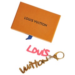 LOUIS VUITTON Calfskin Monogram Key Ring Chain Bag Charm Black Orange  1296313