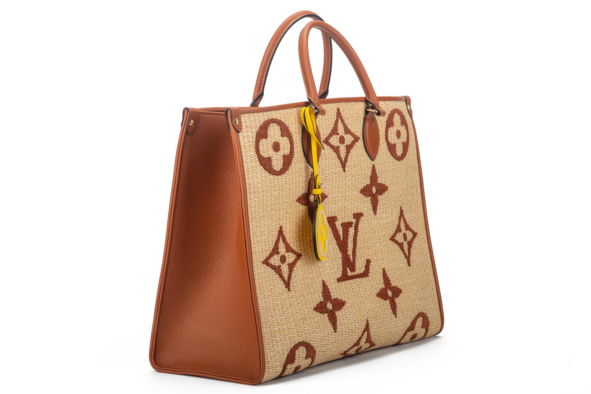 Women's New Louis Vuitton Raffia Limited.Edition On The Go Bag with Box