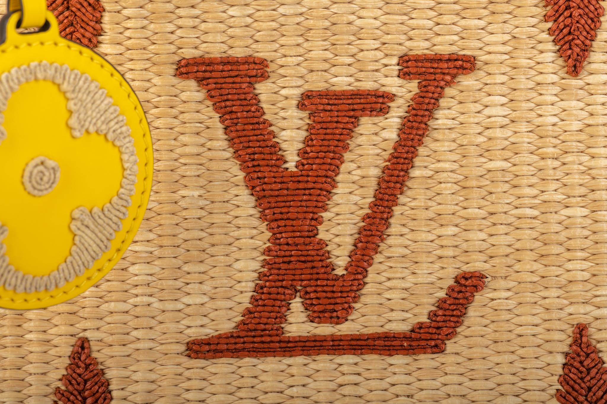 Beige New Louis Vuitton Raffia Limited.Edition On The Go Bag with Box