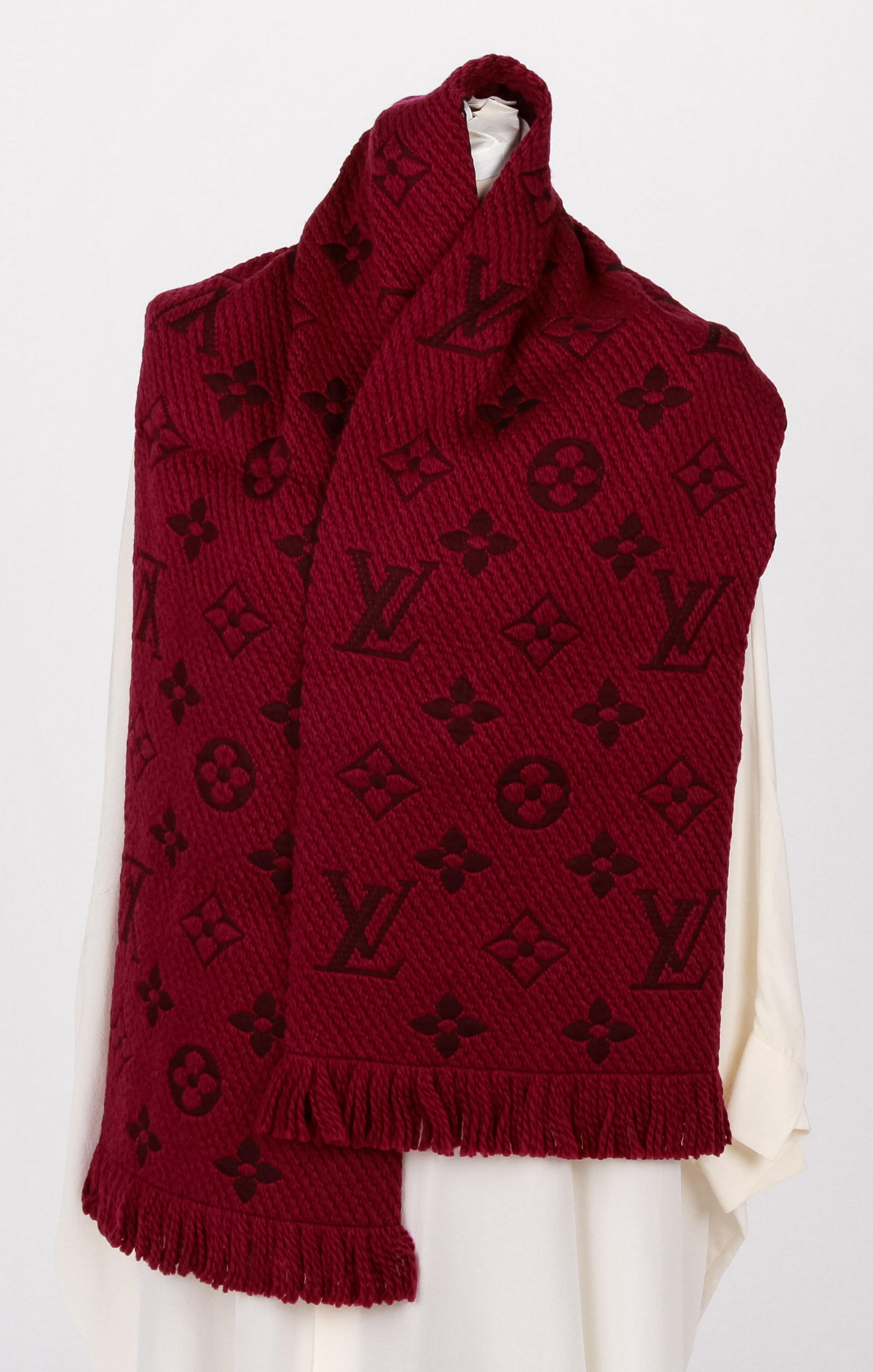 Nouveau Louis Vuitton - Écharpe à franges tissée rouge et noire
