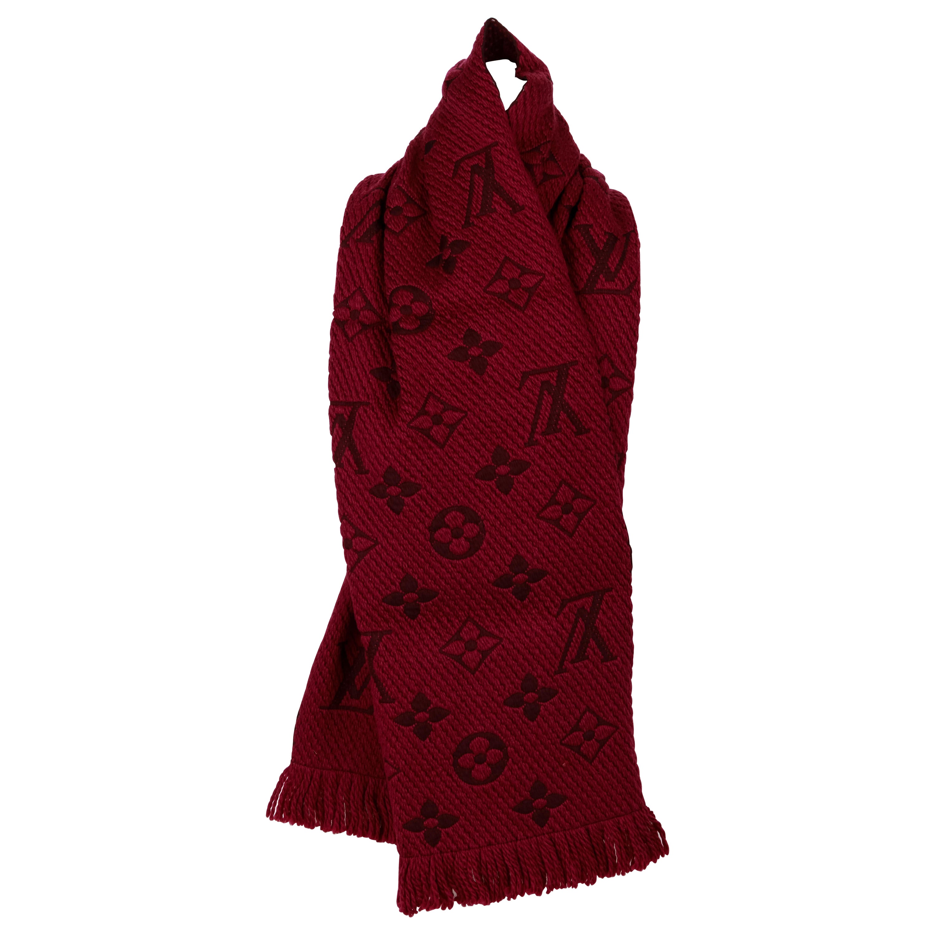 Louis Vuitton Roter und schwarzer gewebter Fransenschal