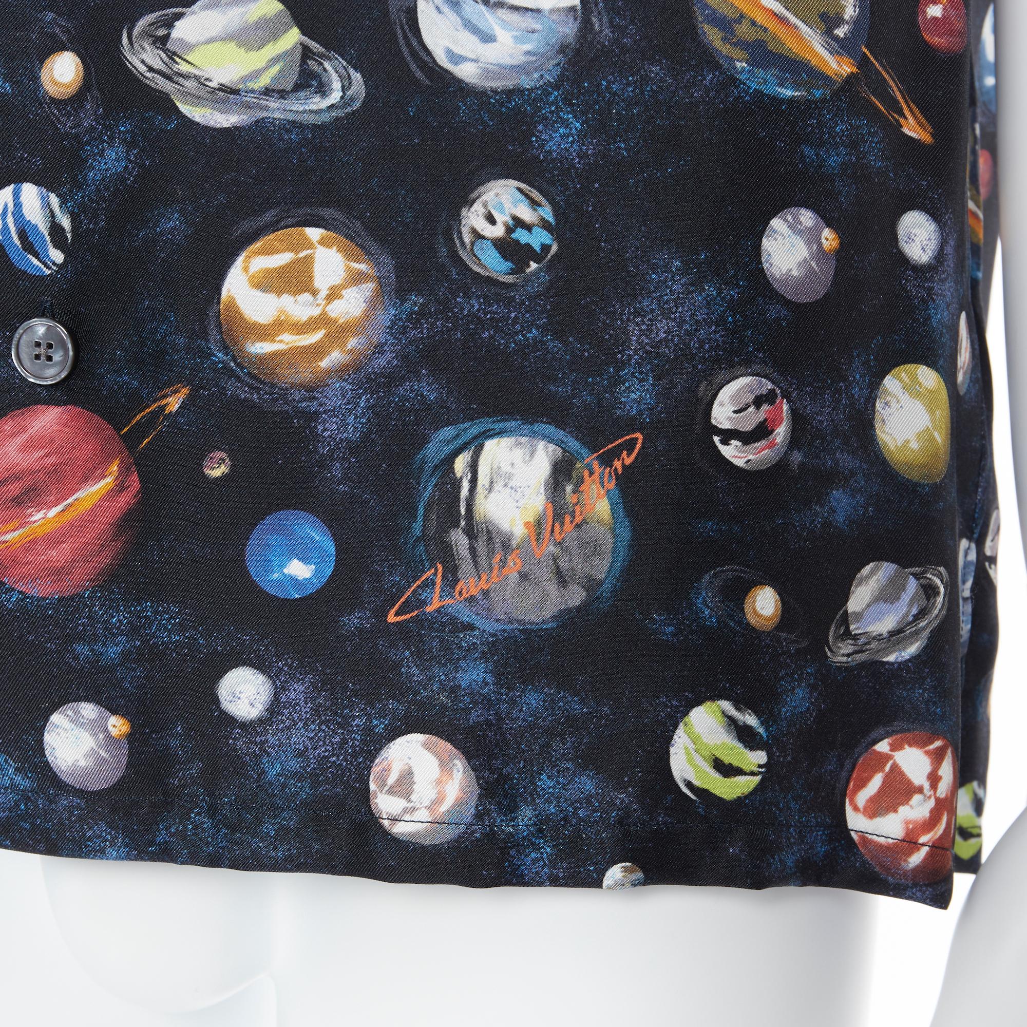 new LOUIS VUITTON Split Galaxy print short sleeve 100% silk hawaiian shirt L 2