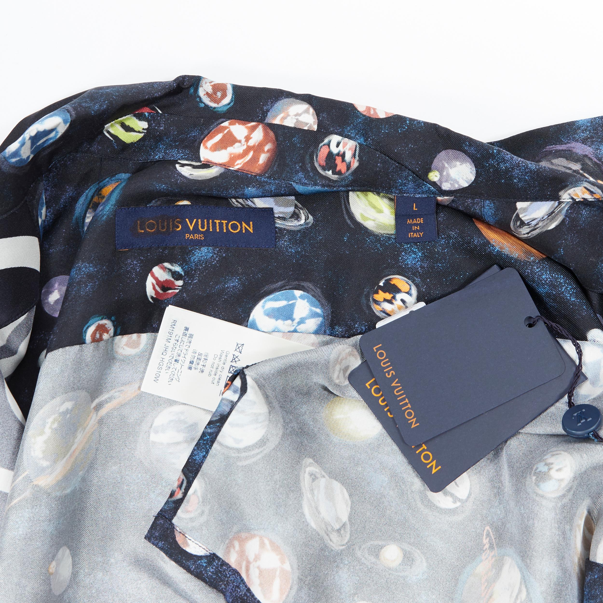 new LOUIS VUITTON Split Galaxy print short sleeve 100% silk hawaiian shirt L 3