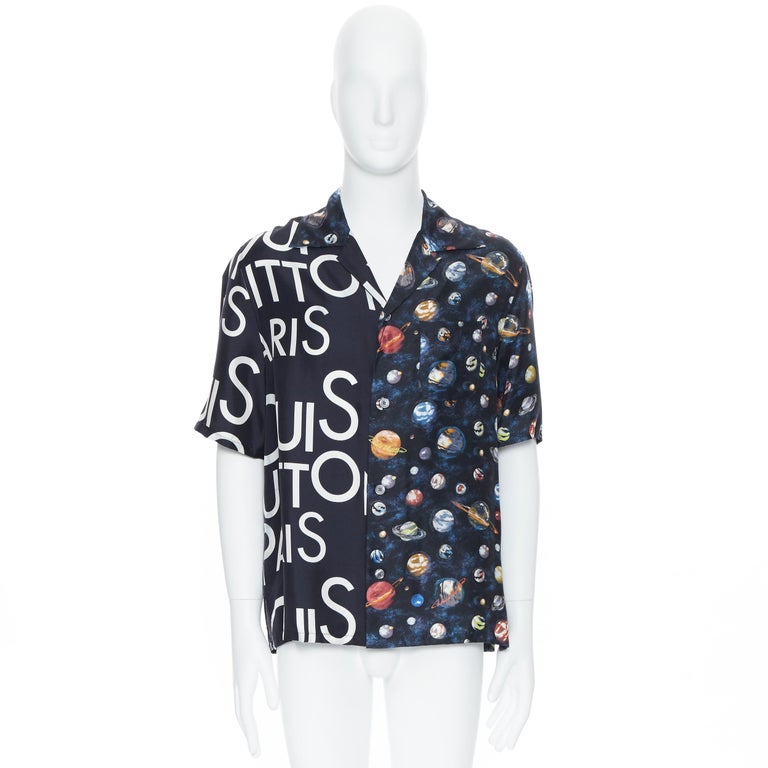 new LOUIS VUITTON Split Galaxy print short sleeve 100% silk hawaiian shirt  L at 1stDibs
