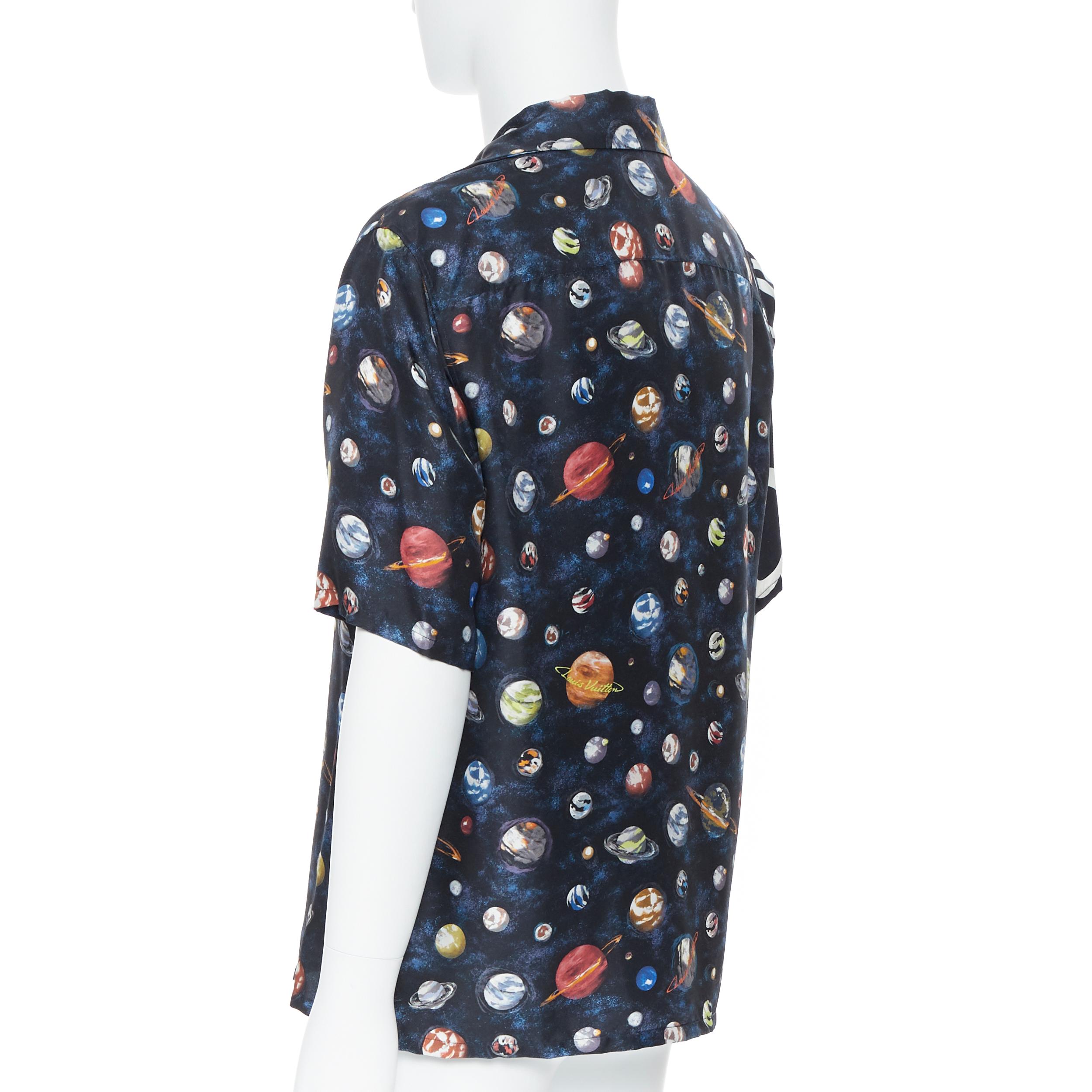 new LOUIS VUITTON Split Galaxy print short sleeve 100% silk hawaiian shirt L In New Condition In Hong Kong, NT