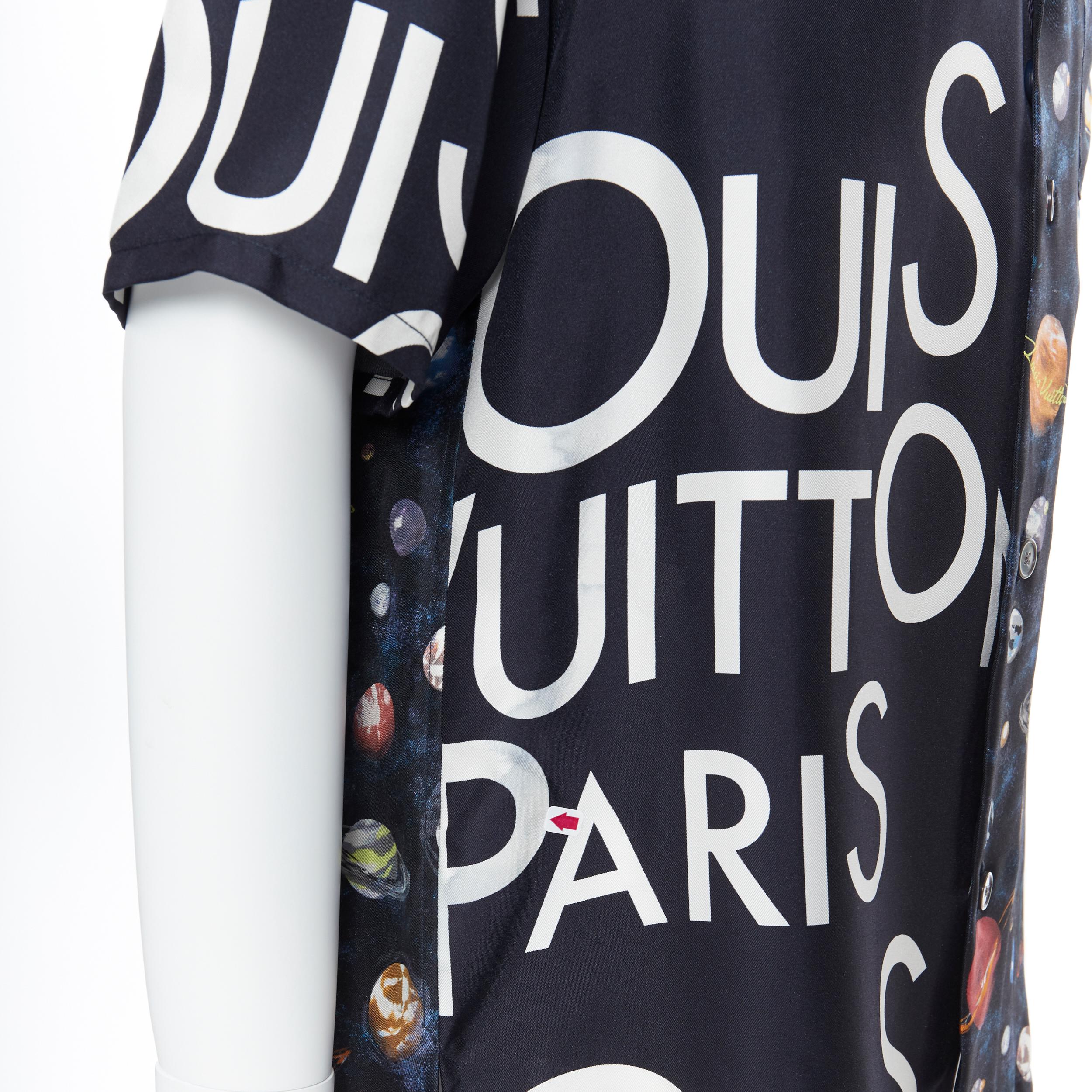 Men's new LOUIS VUITTON Split Galaxy print short sleeve 100% silk hawaiian shirt L