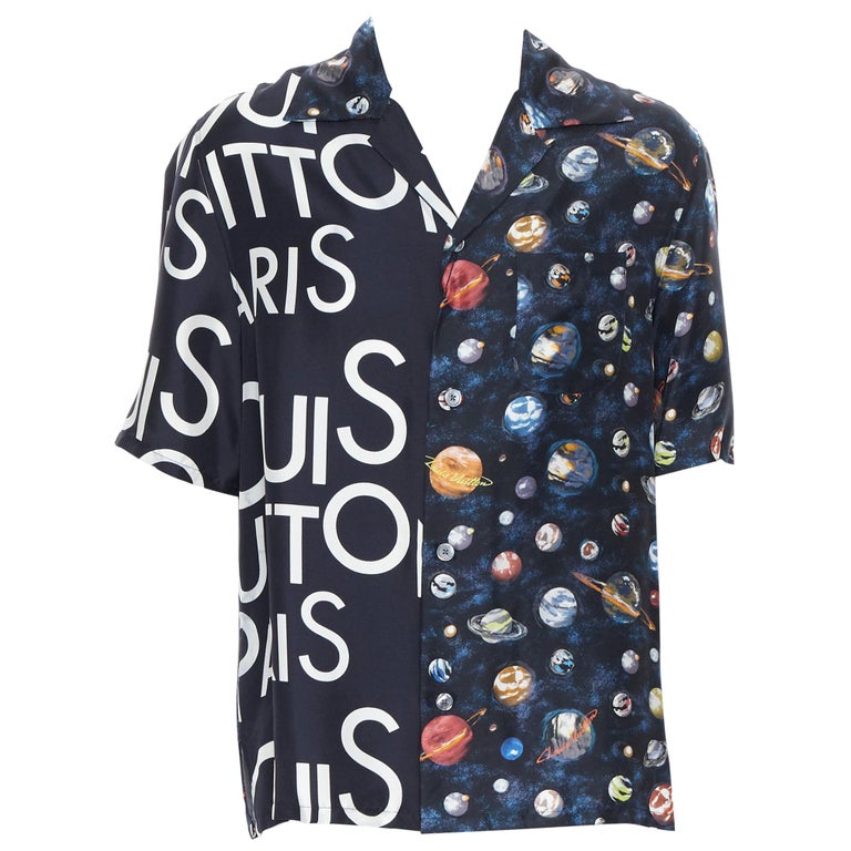 new LOUIS VUITTON Split Galaxy print short sleeve 100% silk hawaiian shirt L