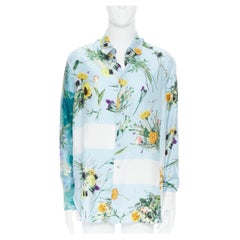 new LOUIS VUITTON Virgil Abloh 100% silk floral blue patchwork print shirt M