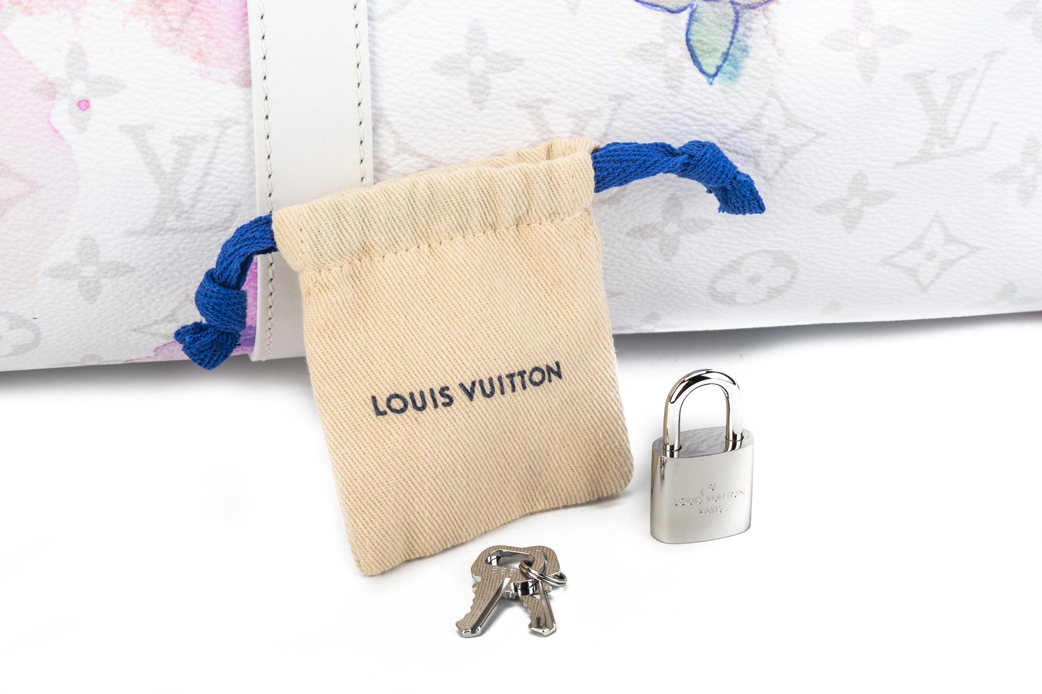 Neue Louis Vuitton  Aquarell Keepall Tasche 50 (Grau) im Angebot