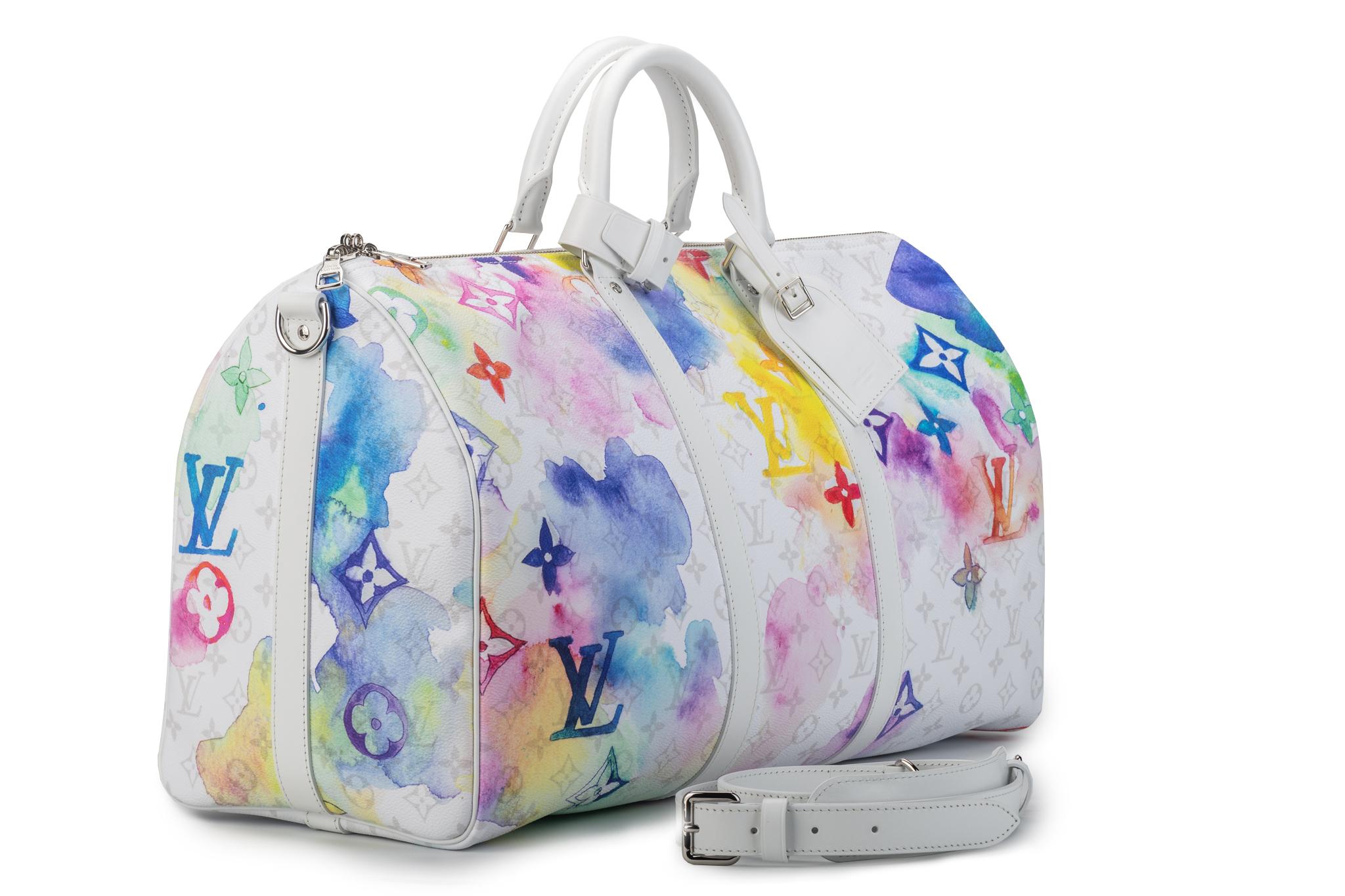 Gris Louis Vuitton  Sac fourre-tout aquarelle 50 en vente