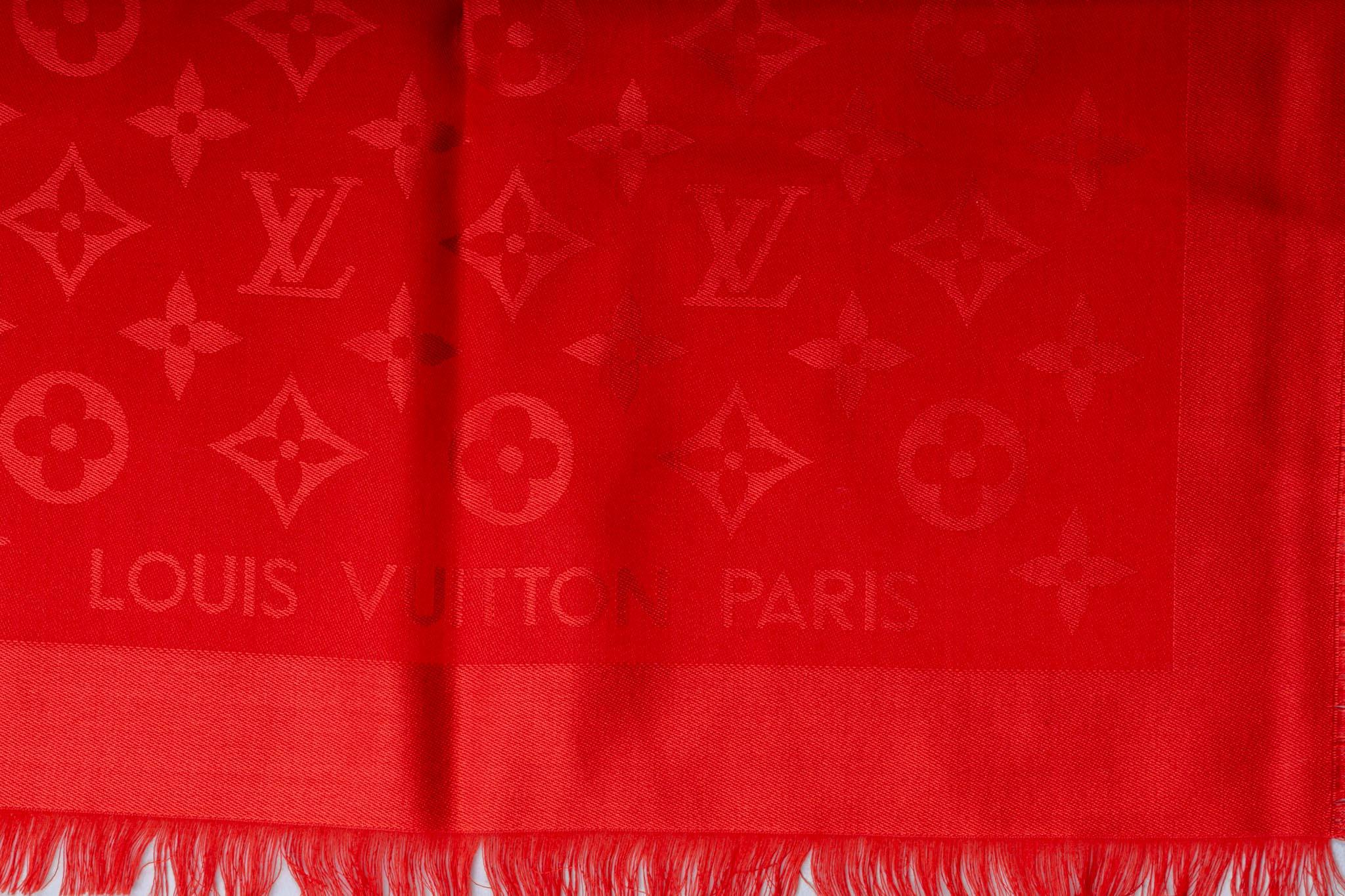 louis vuitton red scarf monogram