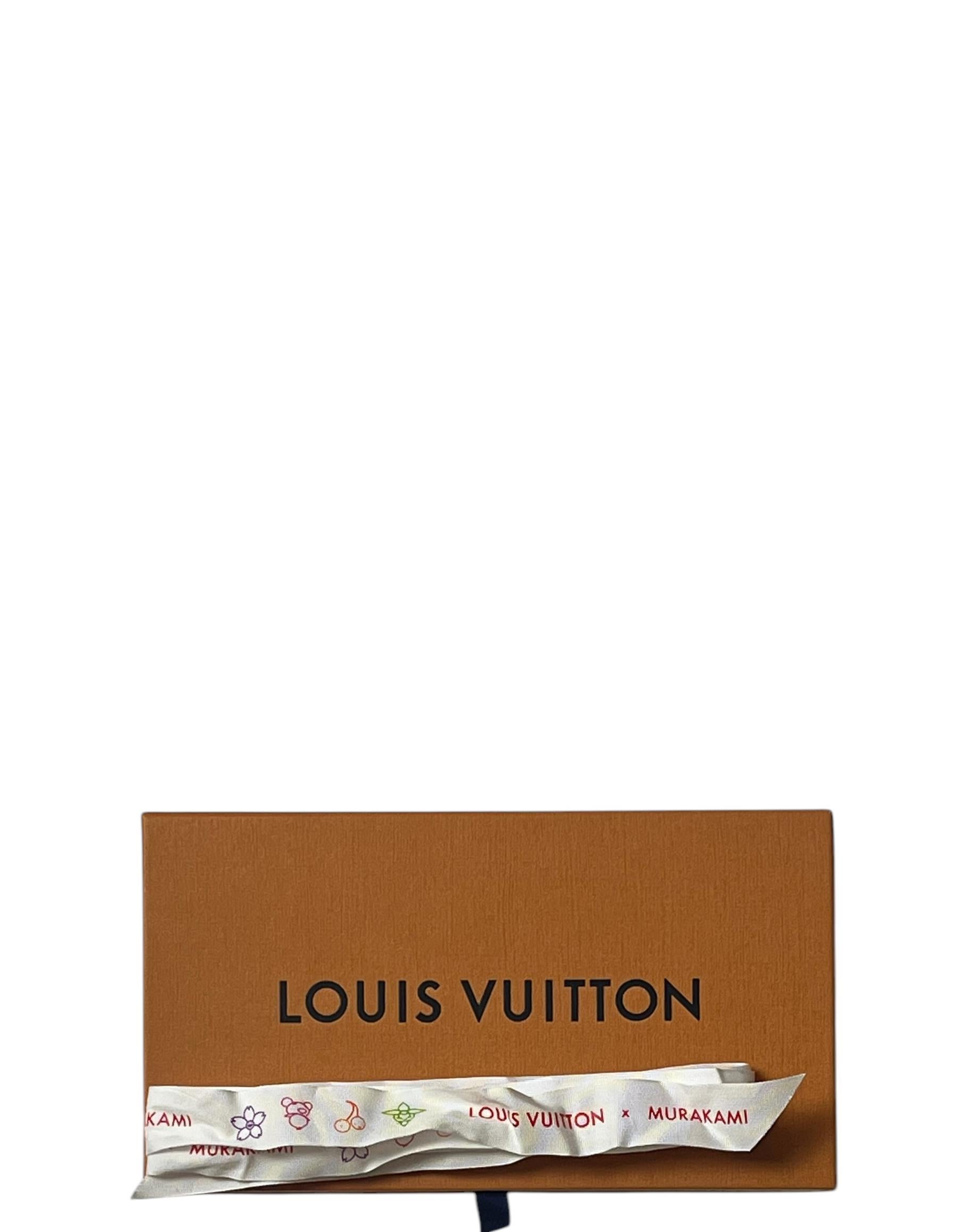 Louis Vuitton x Takashi 2025 Murakami Cherry Blossom Zippy Wallet. As part of the coveted second edition of the Louis Vuitton x Murakami collection, it is crafted from coated canvas in an allover print of the iconic Monogram motif scattered with