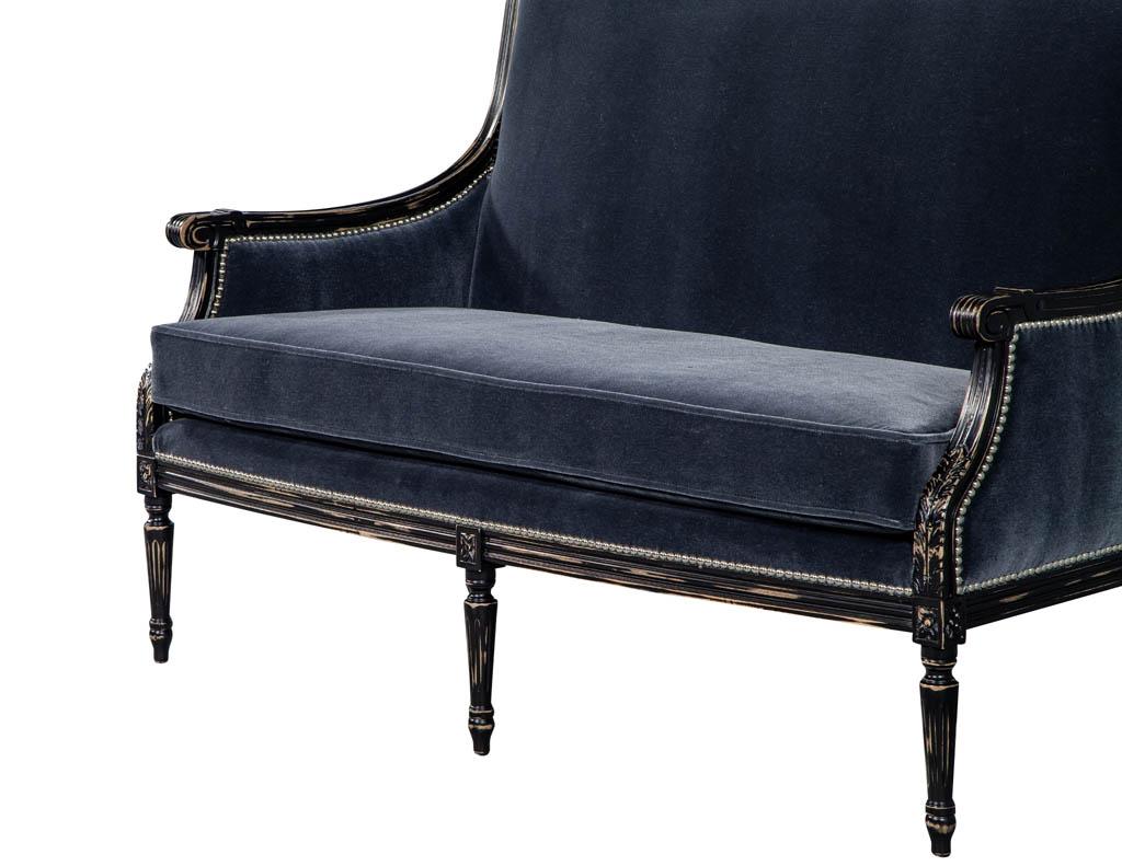 Contemporary New Louis XVI Style Distressed Settee Chaise Love Seat