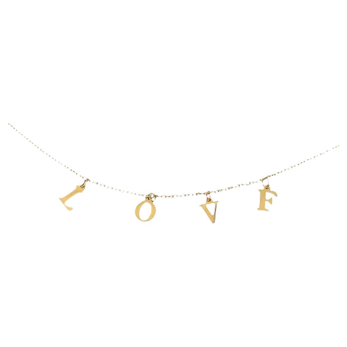 New Love Bracelet on Adjustable Chain in 18ct Yellow Gold For Sale