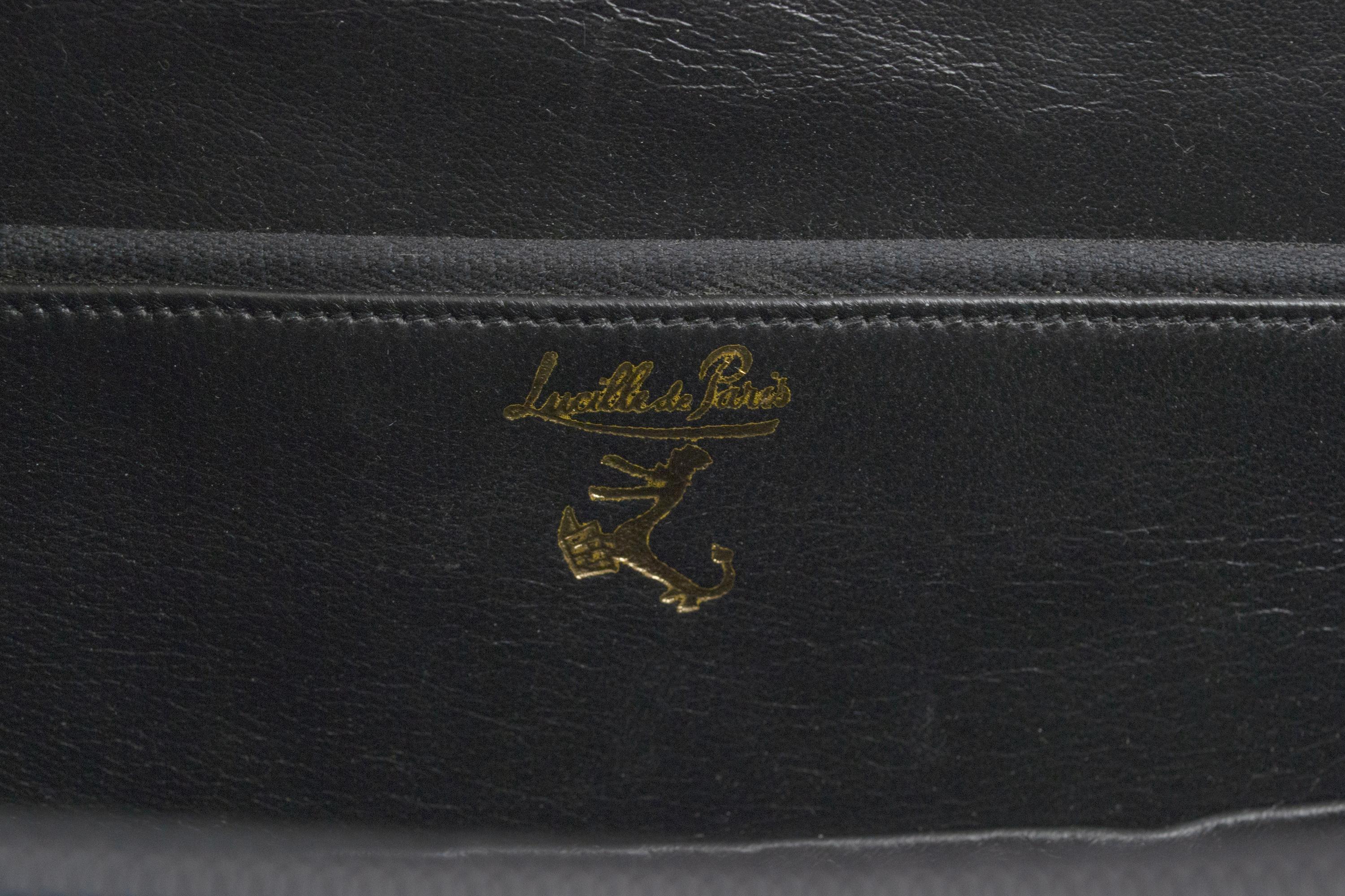Neu Lucille de Paris Großer Schwarzer Glanz Krokodil Top Handle Bag - 14