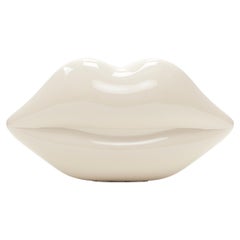 new LULU GUINNESS Iconic Big Lips Clutch stone grey acrylic perspex box bag