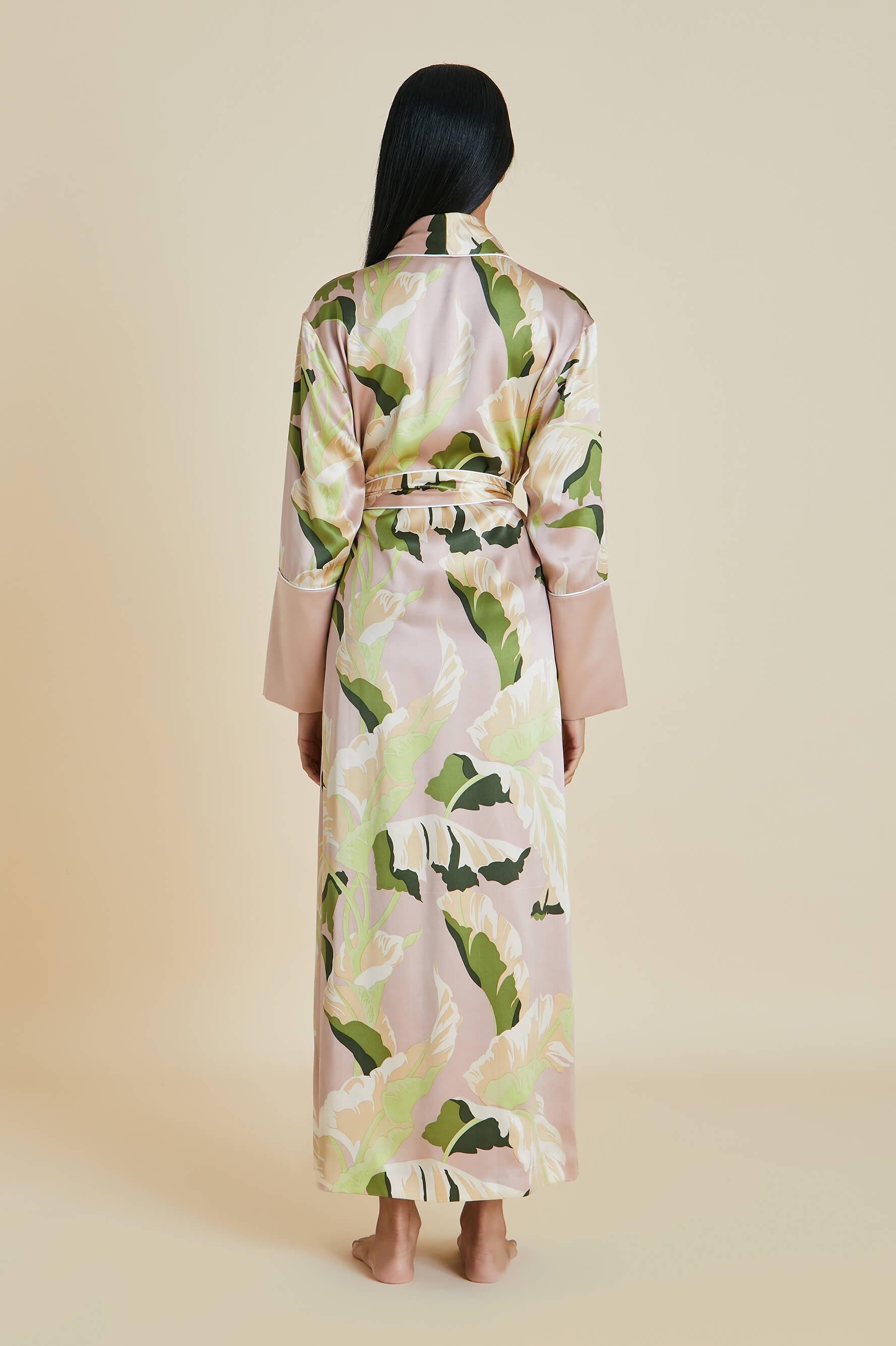 Robe de soirée luxueuse Olivia von Halle rose pâle en soie à fleurs, taille M/L Neuf - En vente à Switzerland, CH