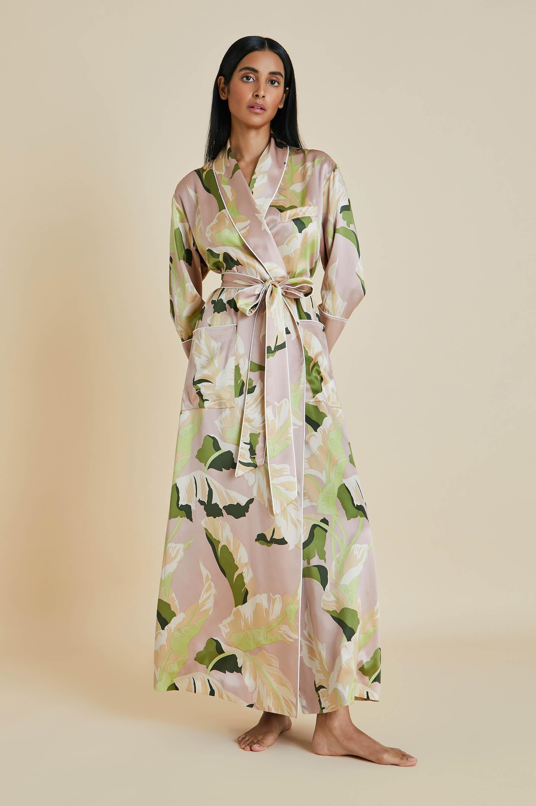 Robe de soirée luxueuse Olivia von Halle rose pâle en soie à fleurs, taille M/L en vente 5
