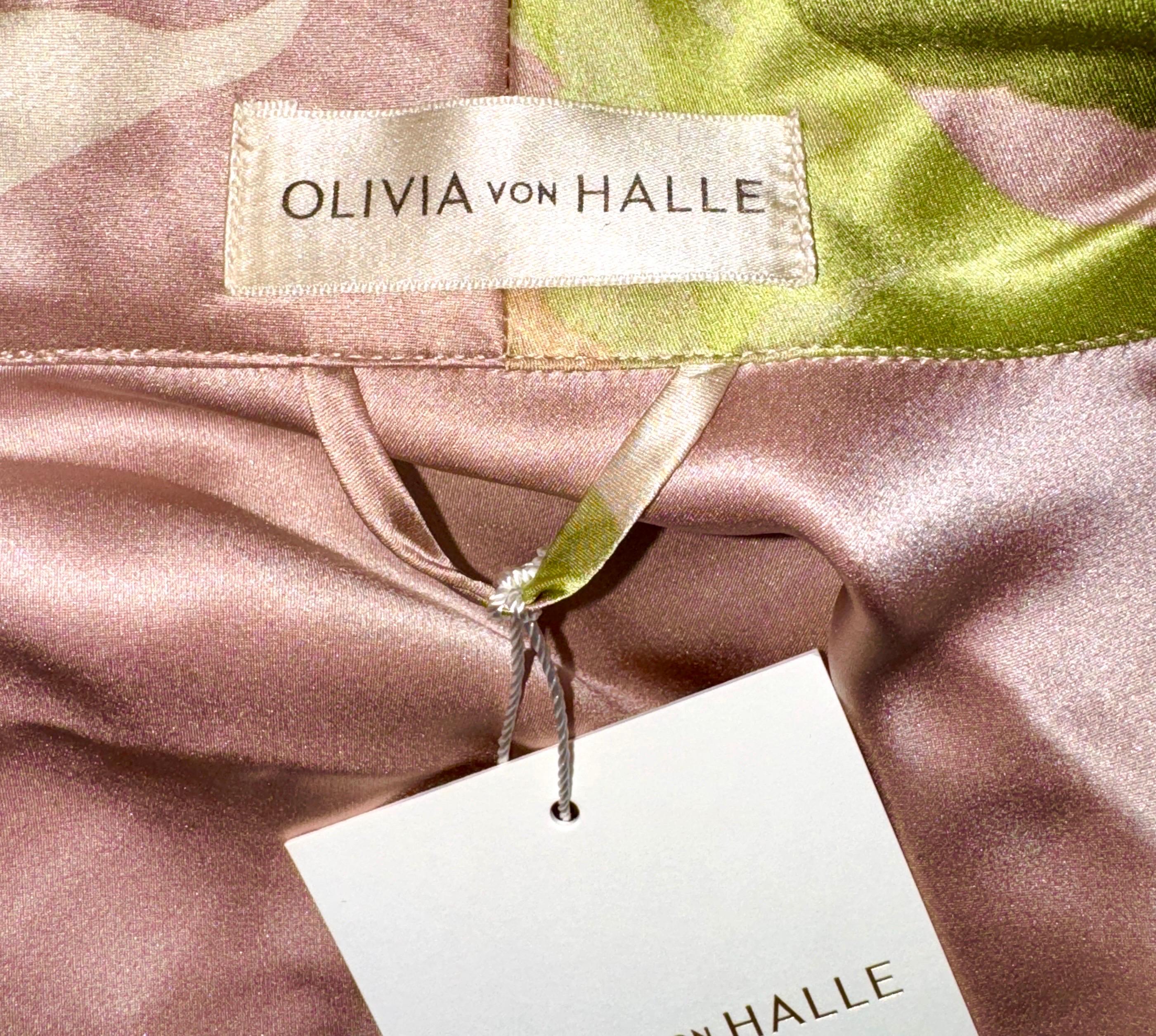 Robe de soirée luxueuse Olivia von Halle rose pâle en soie à fleurs, taille M/L en vente 4