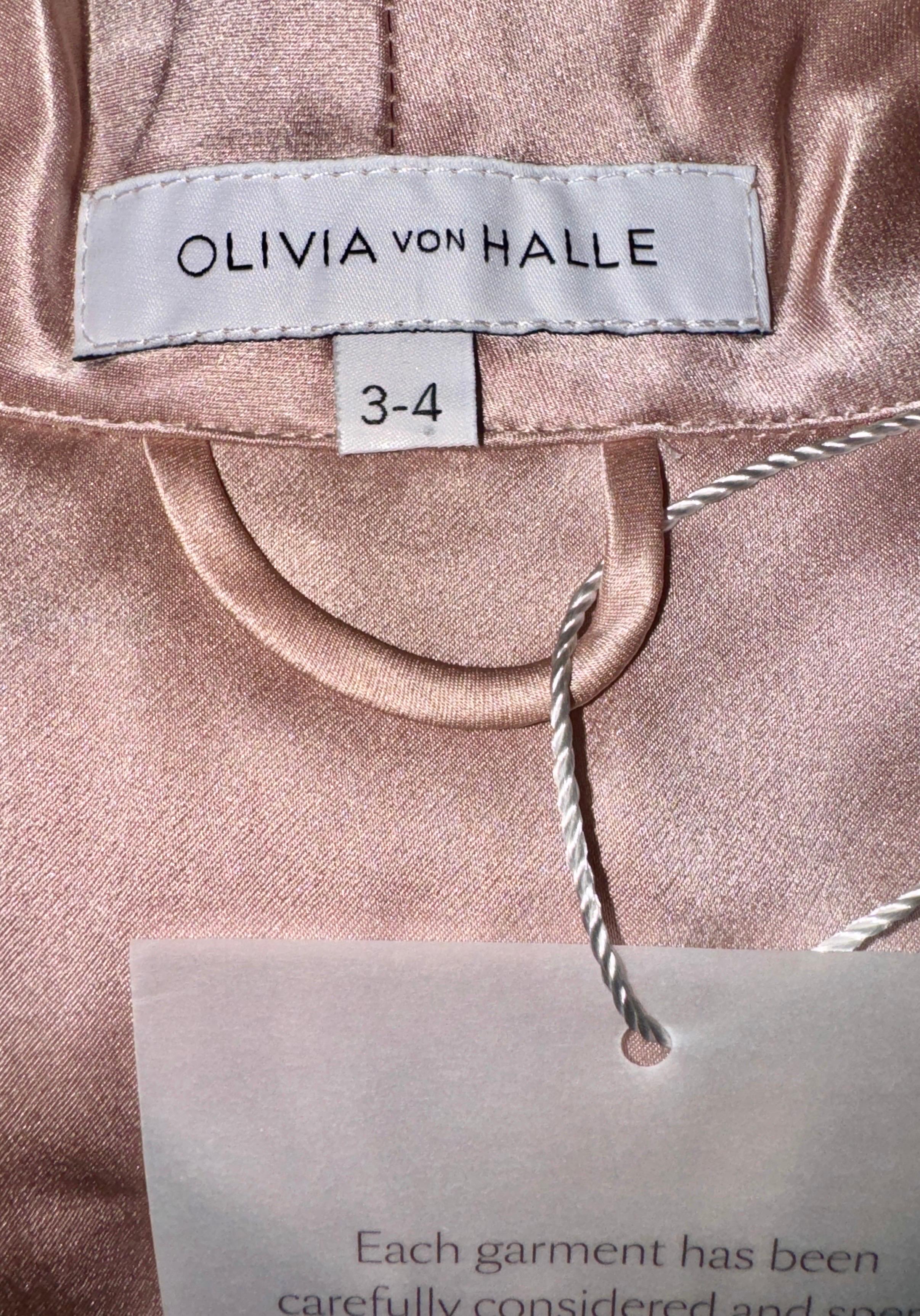 Luxuriöses Olivia von Halle Kleid aus bedruckter Seide mit rosa Druck in Rosa, NEU, luxuriös, Olivia von Halle M/L im Angebot 2