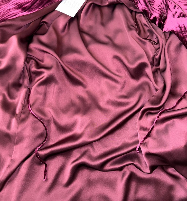 Unworn Classy Olivia Von Halle Burgundy Velvet Silk Dressing Gown Robe Xs/S
