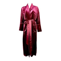 NEW Luxurious Olivia von Halle Deep Crimson Velvet Silk Dressing Gown Robe XS/S