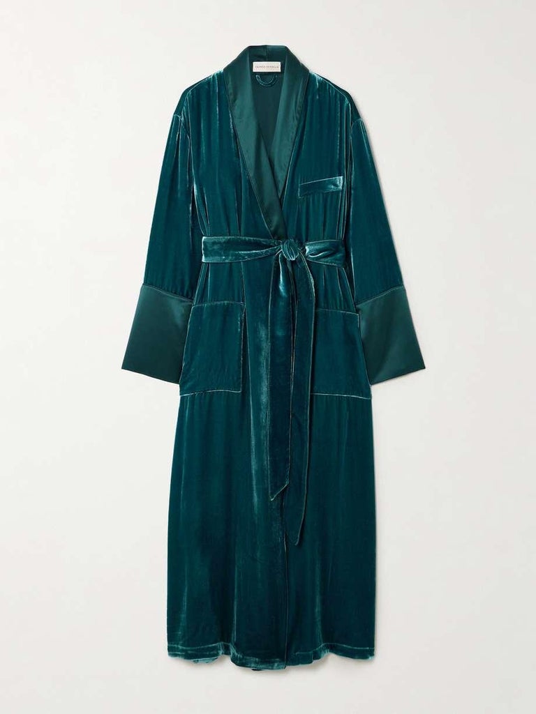 New Luxurious Olivia Von Halle Velvet Silk Dressing Gown Robe M/L