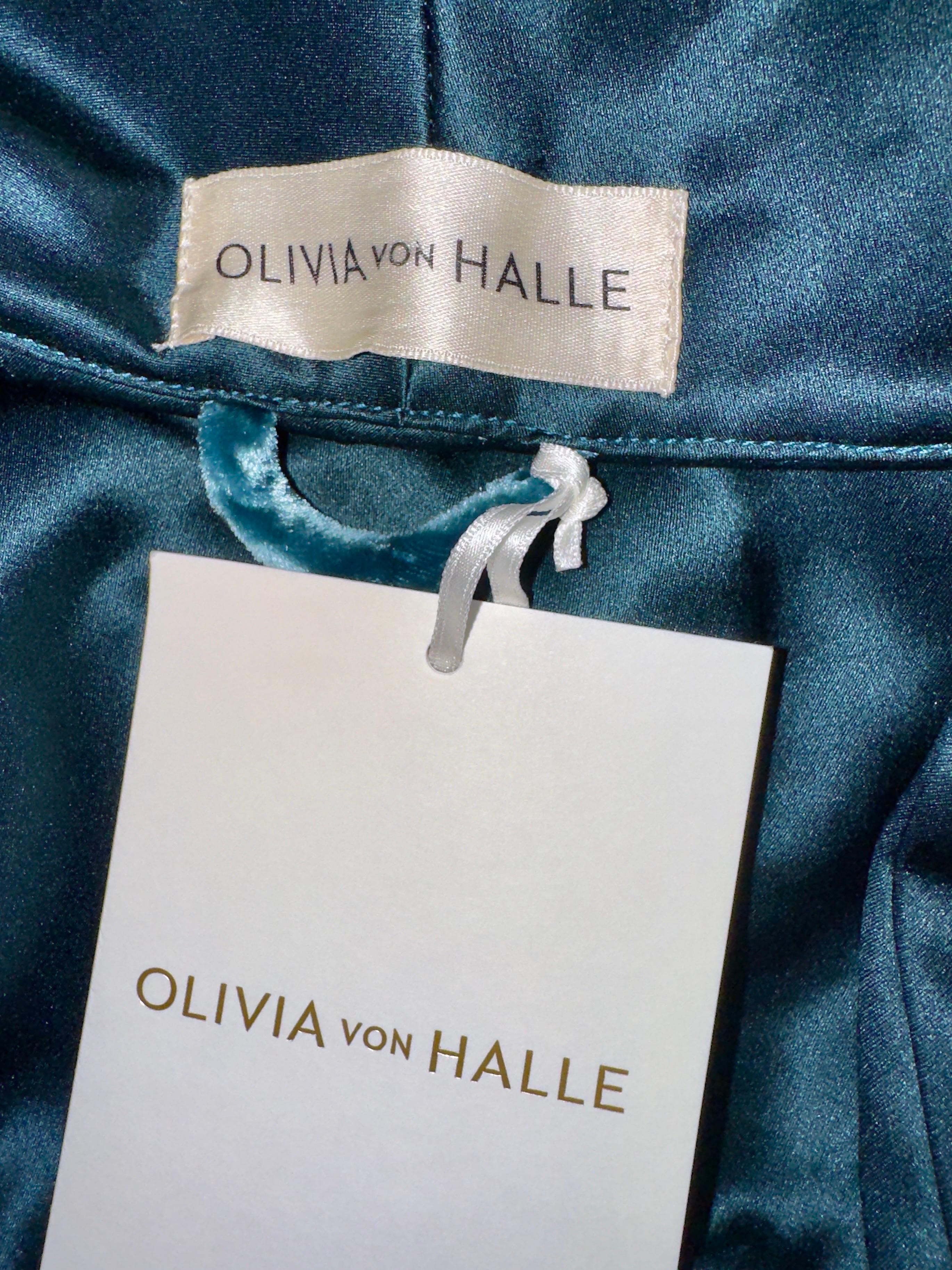 NEW Luxurious Olivia von Halle Velvet Silk Dressing Gown Robe M/L in vendita 4