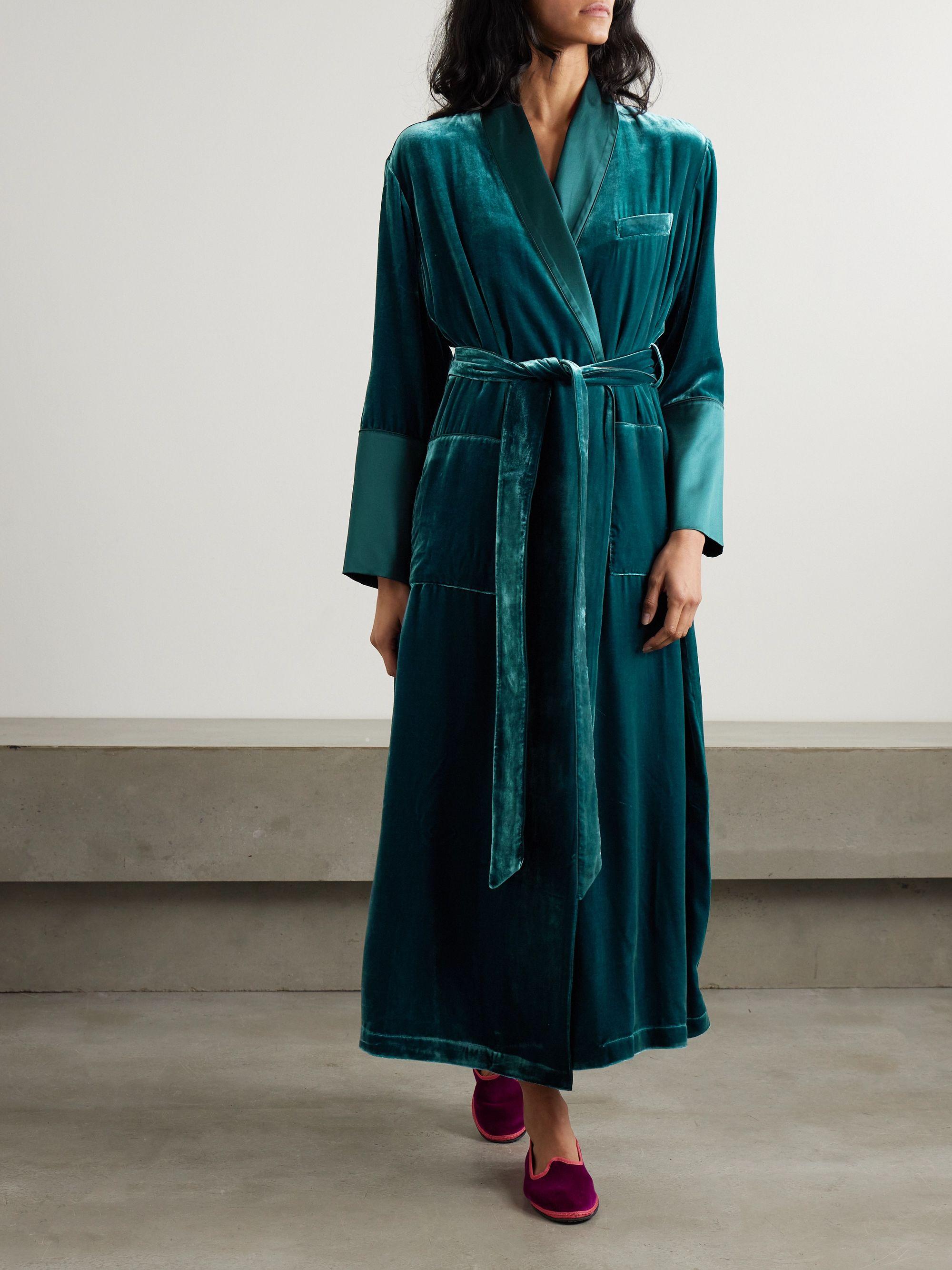 NEW Luxurious Olivia von Halle Velvet Silk Dressing Gown Robe M/L For Sale 5