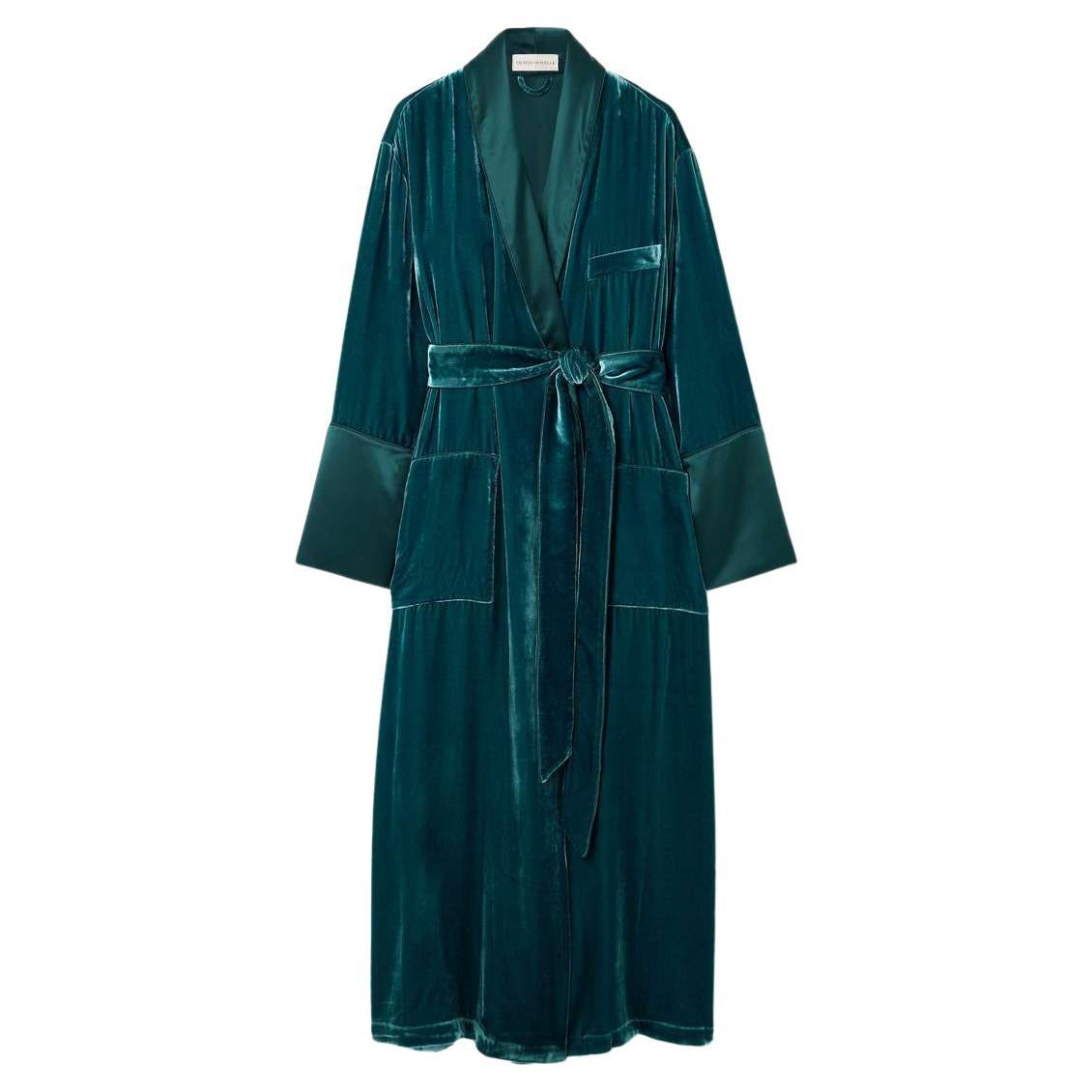 NEW Luxurious Olivia von Halle Velvet Silk Dressing Gown Robe M/L For Sale