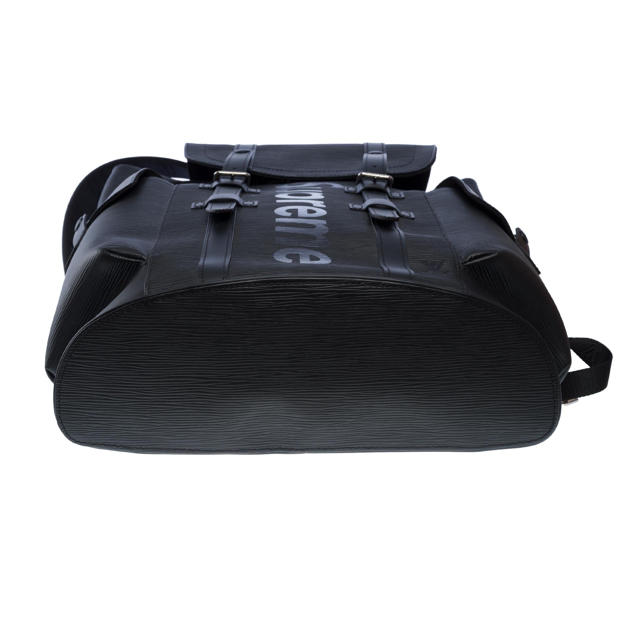 New LV X Supreme Christopher limited edition backpack in Black epi leather, PHW 7