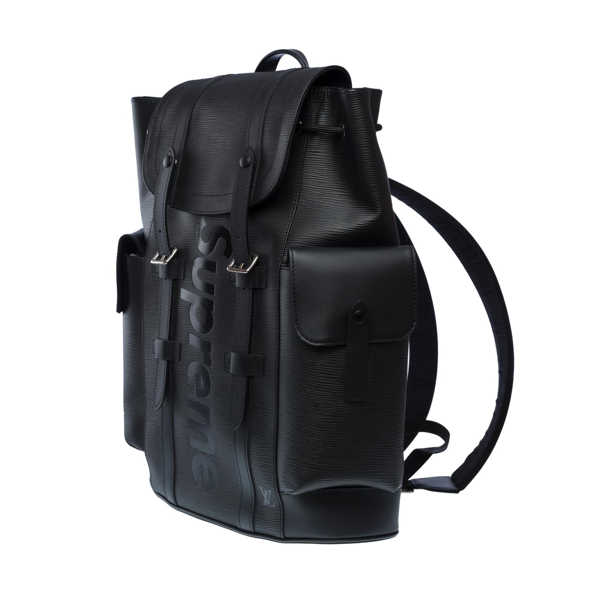 New LV X Supreme Christopher limited edition backpack in Black epi leather, PHW 1
