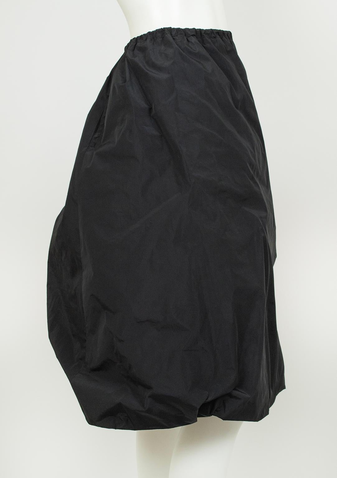 New Japanese Avant Garde Black Nylon Parachute Bubble Midi Skirt – S-M, 2018 For Sale 1