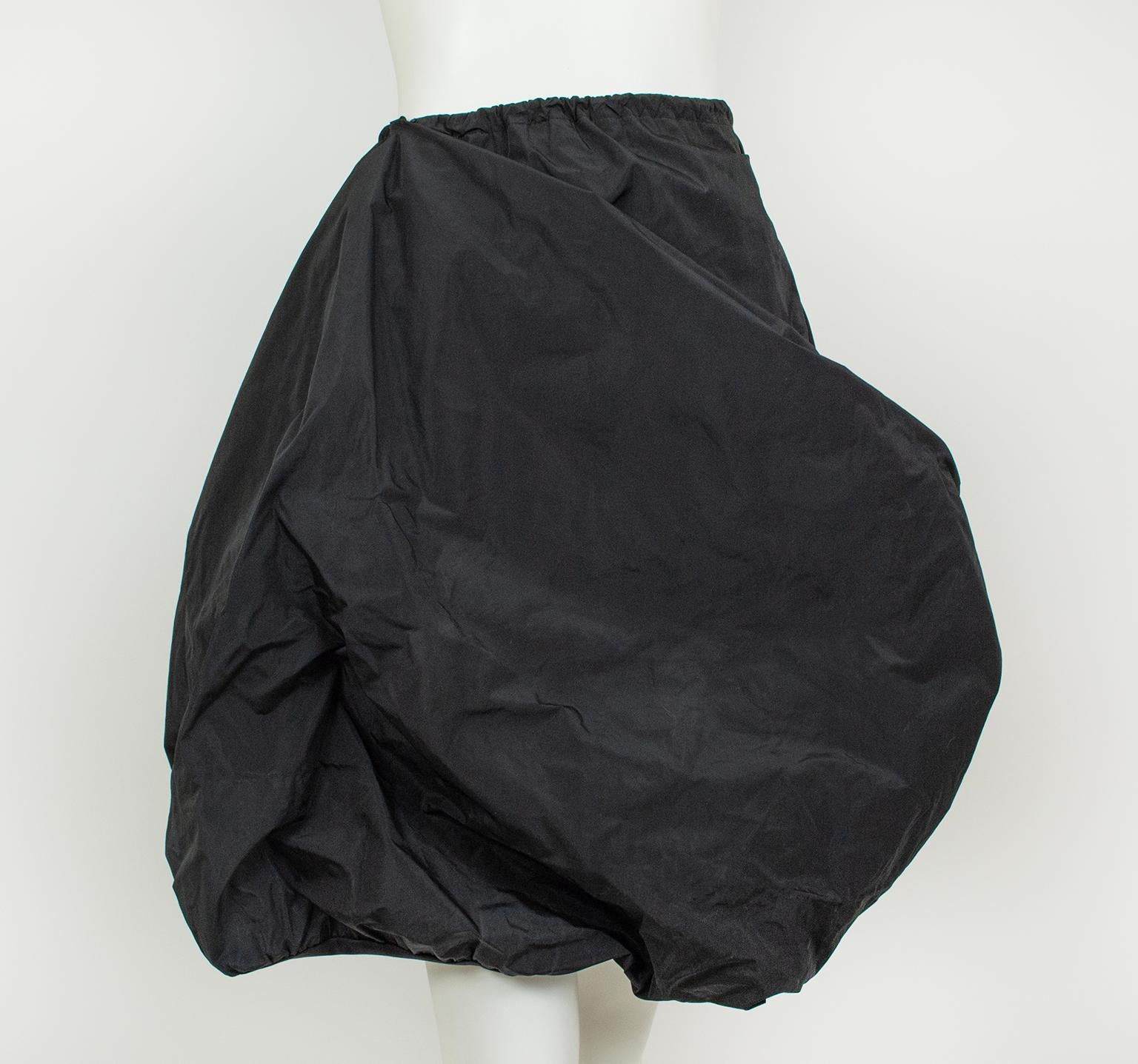 New Japanese Avant Garde Black Nylon Parachute Bubble Midi Skirt – S-M, 2018 For Sale 2