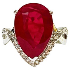 New Madagascar 11.4ct Red Ruby & White Sapphire Sterling Ring