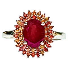 New Madagascar 1.2 Ct Red Ruby & Red & Yellow Sapphire Sterling Ring