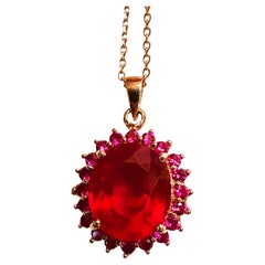 New Madagascar 12.2 ct Ruby 
Sapphire Rose Gold Plated Sterling Necklace 18"