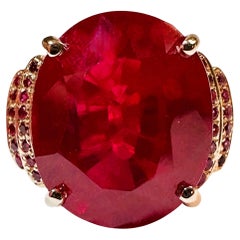 New Madagascar 13.70 Ct Red Sapphire Sterling Ring Size 6